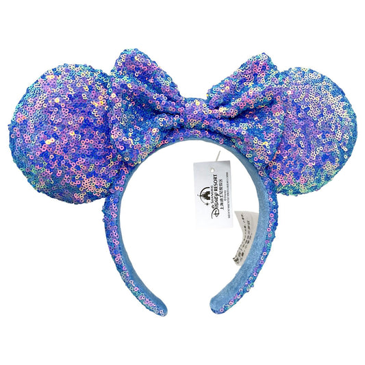 Disney Parks Aurora Blue Sequin Minnie Mickey Mouse Ears Bow Headband Gifts