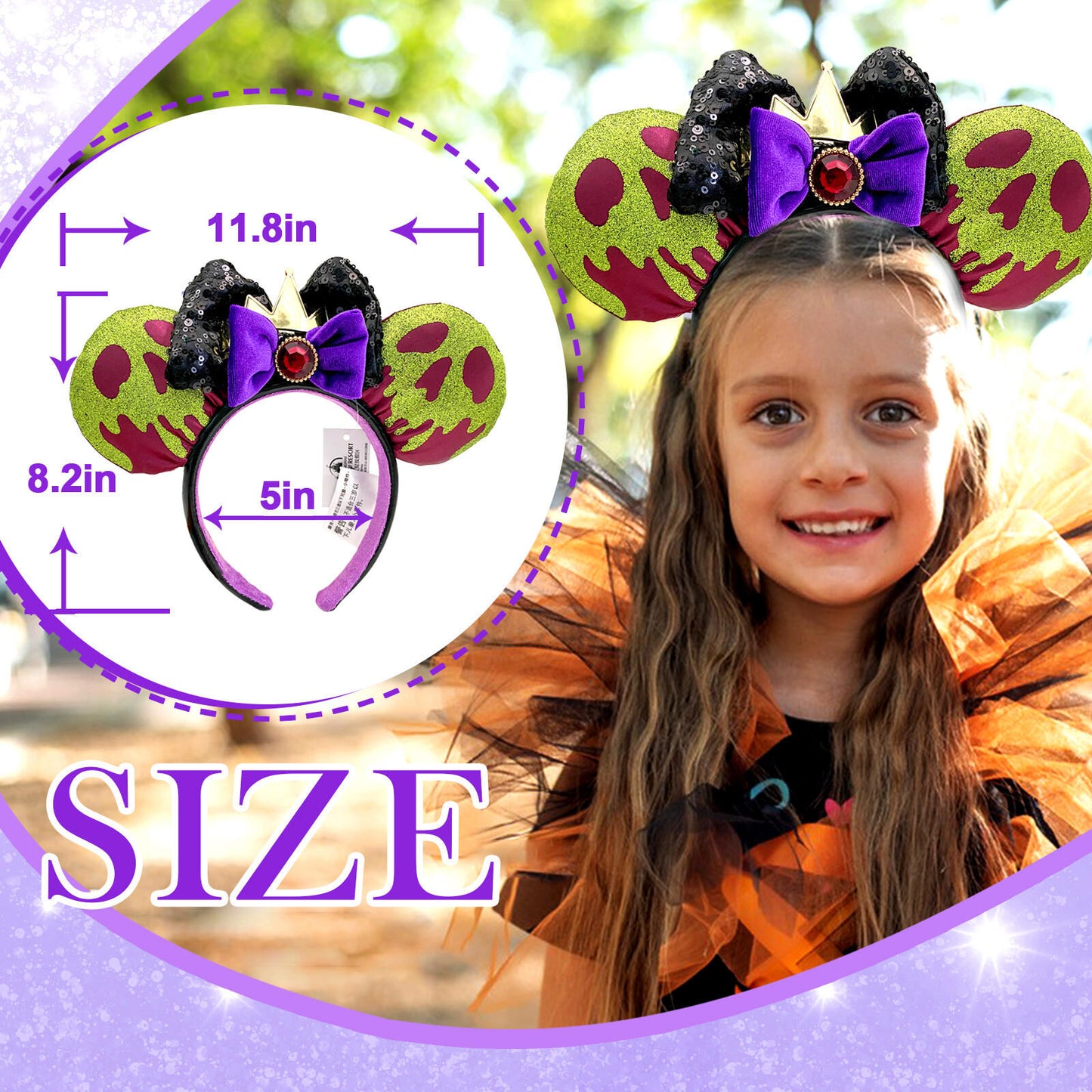 Disney Parks Snow White Evil Queen Poison Apple Minnie Ears Headband