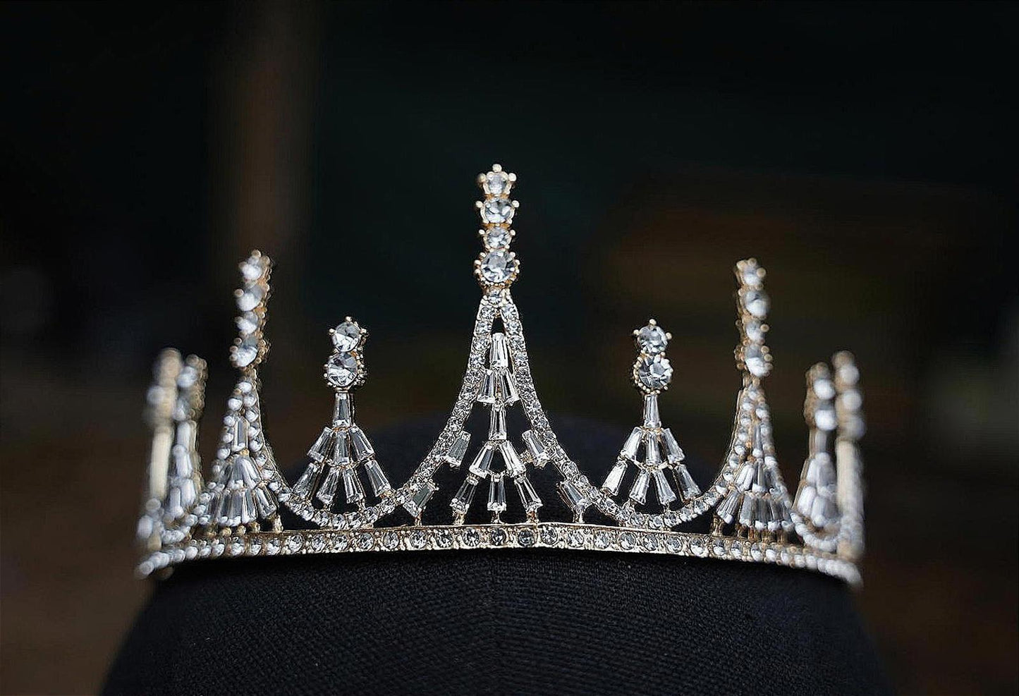Tiered Gold Crystal Tiara Bridal Crown Birthday Wedding Gift Diadem prom
