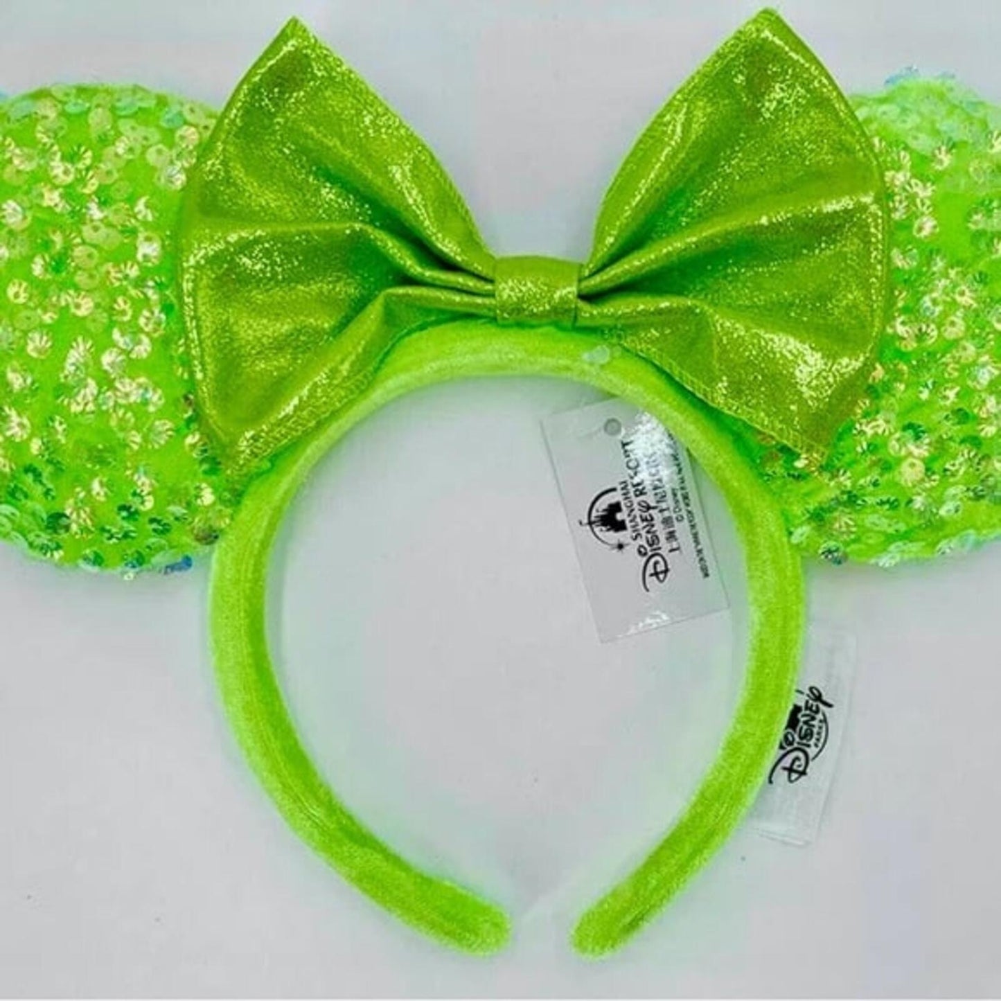 Disney Neon Green Sequin Minnie Ears Headband Lime