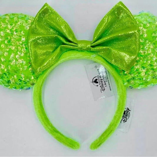 Disney Neon Green Sequin Minnie Ears Headband Lime