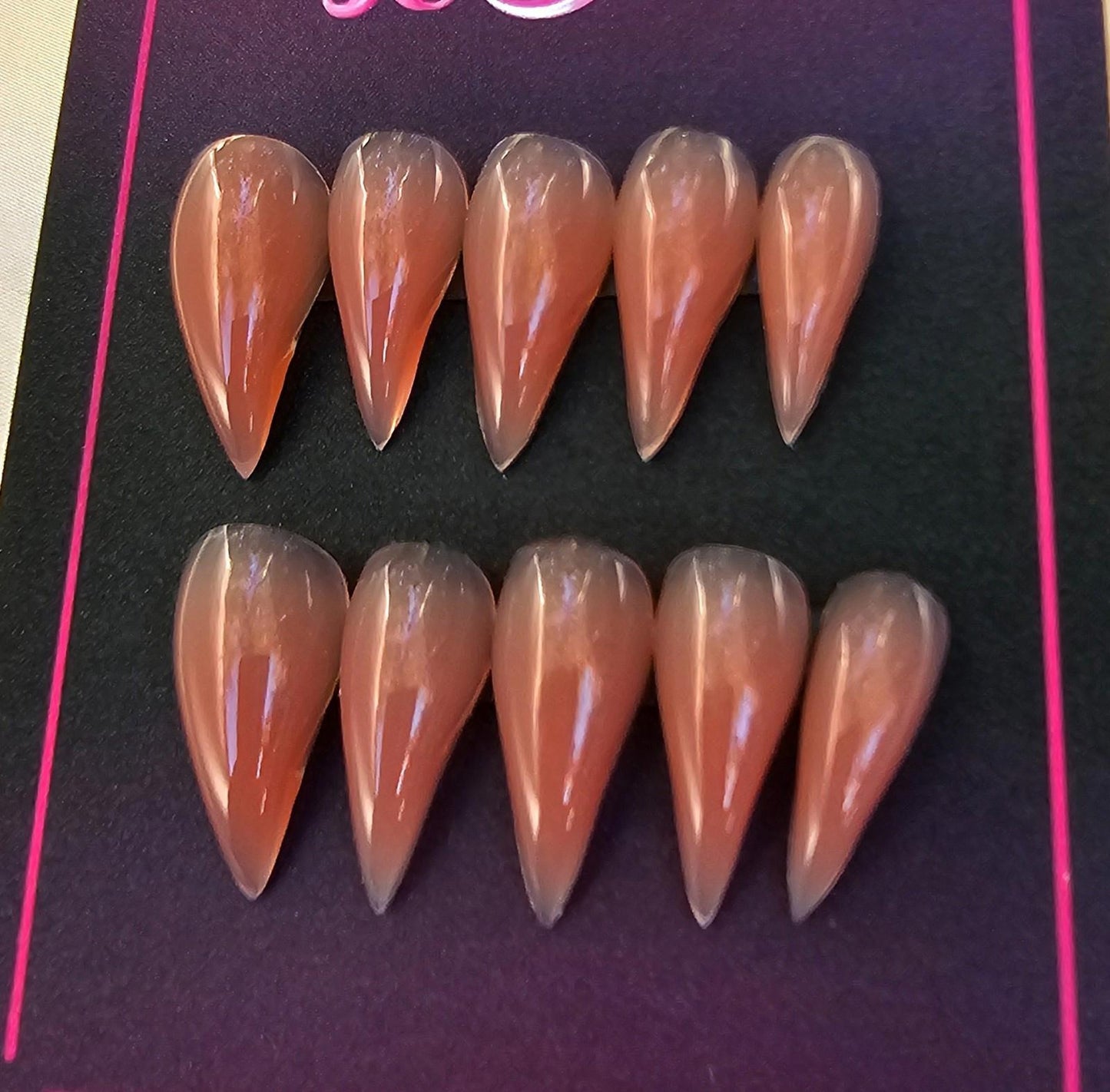 Handmade NUDE CAT CLAW Press on Nails kit Dragon claw thick