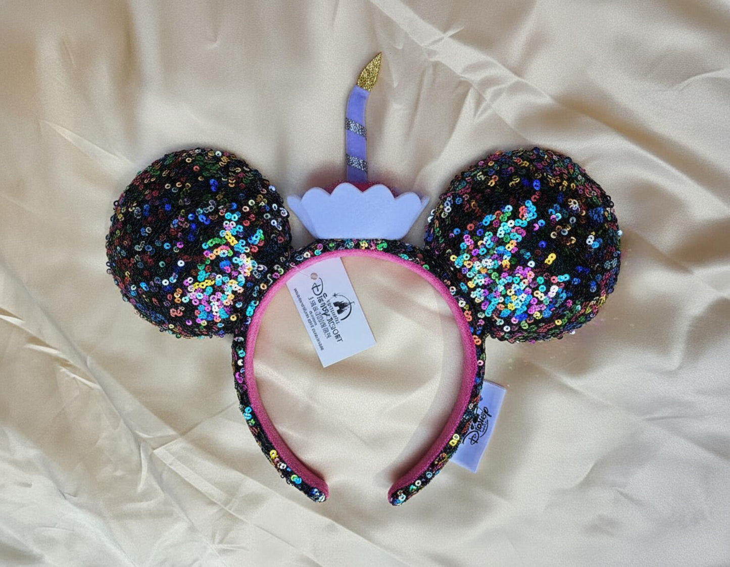 Happy Birthday Minnie Mickey Ears Cupcake Cake Sequined Headband