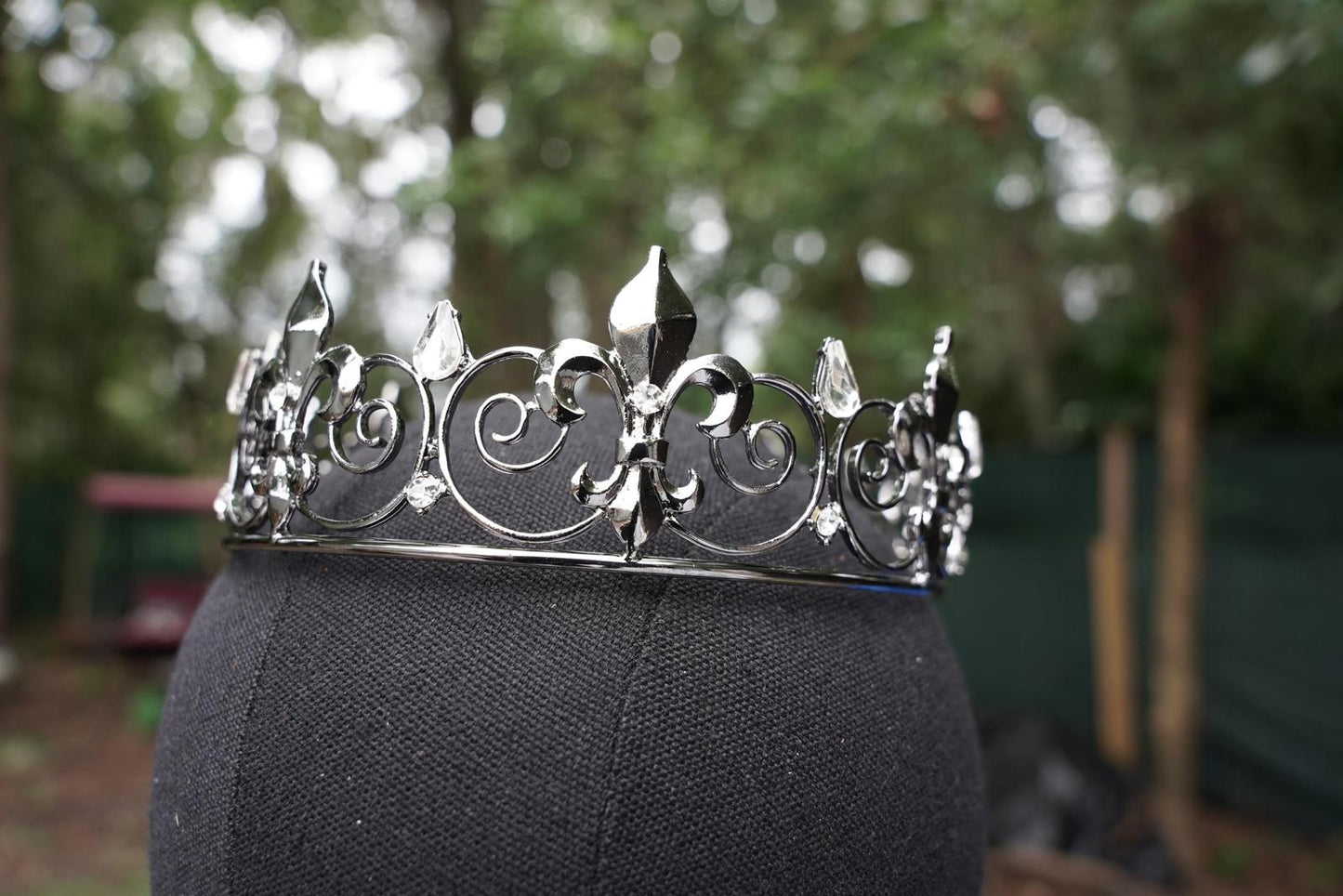 Nola Fleur de lis Dark Metal Circle Crown Bridal Crown Birthday Wedding Gift Diadem unisex king