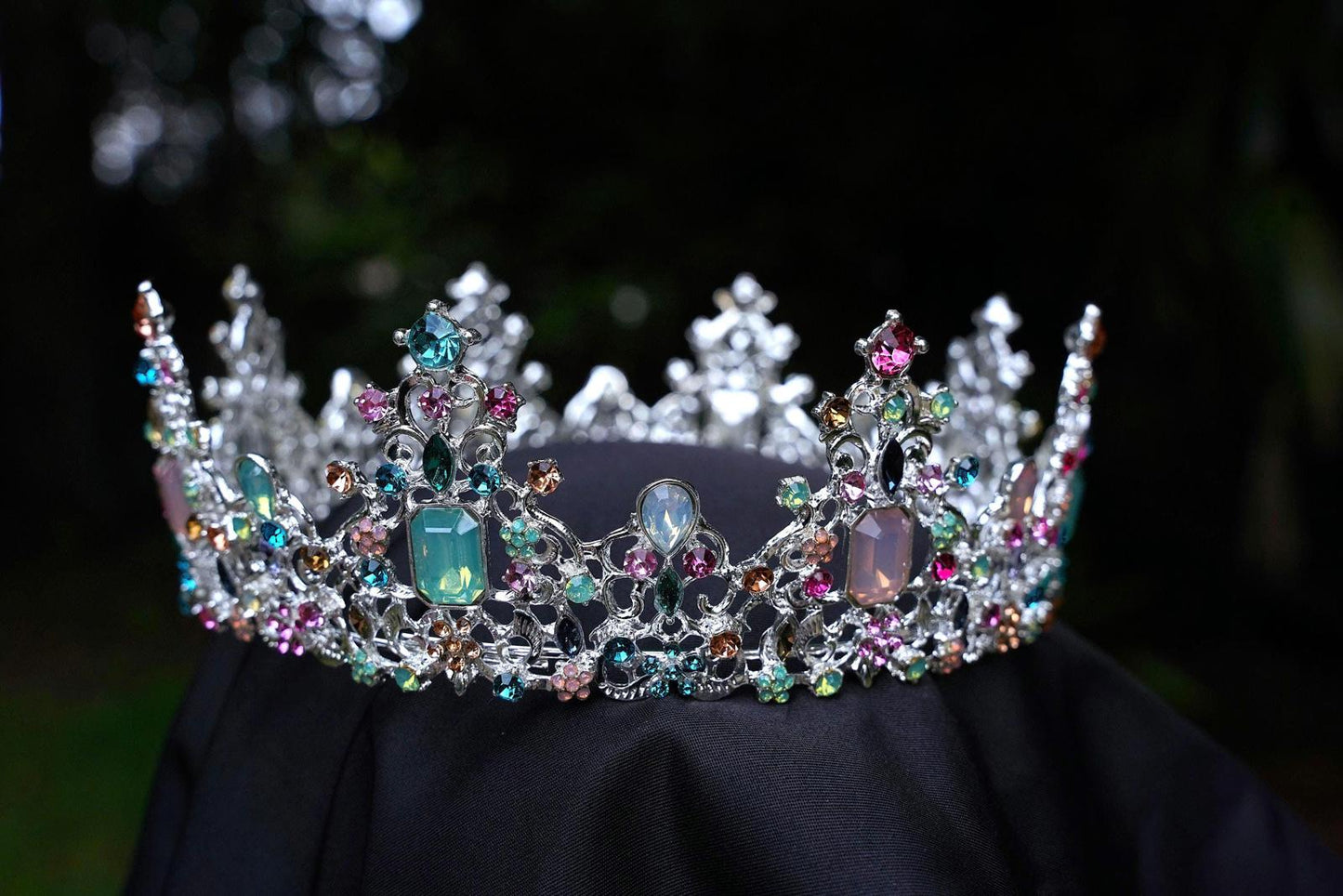 New Pastel Multicolor Crystal Tiara Crown pink blue