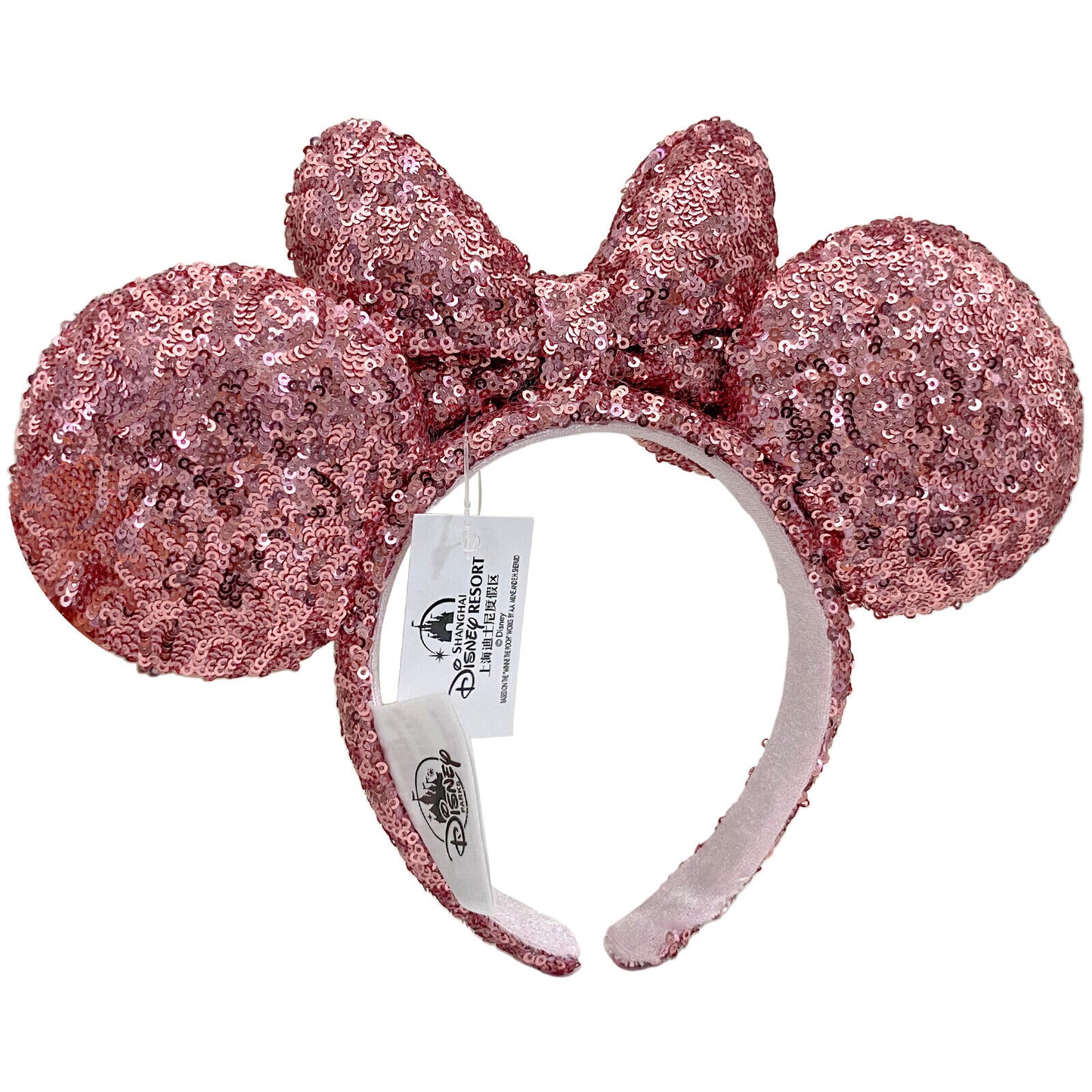 Disney Parks Resort Ears Headband Minnie limited Sequin Pink Puffy Bow