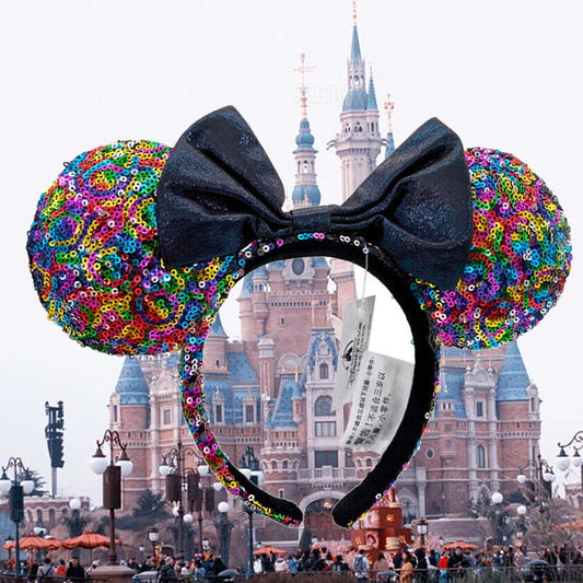 Disney Parks Multicolor Sequins Party Minnie Mouse Ears Headband