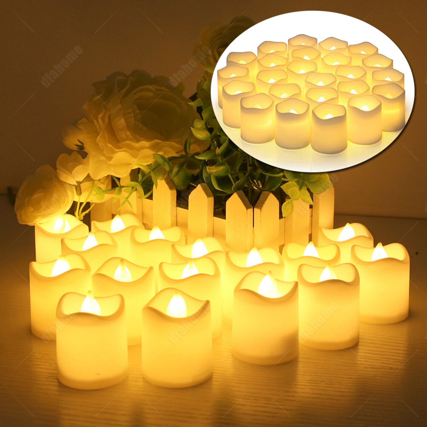 12PCS Flameless LED Tea Lights Votive Candles Lamp Decor Battery Operated Set