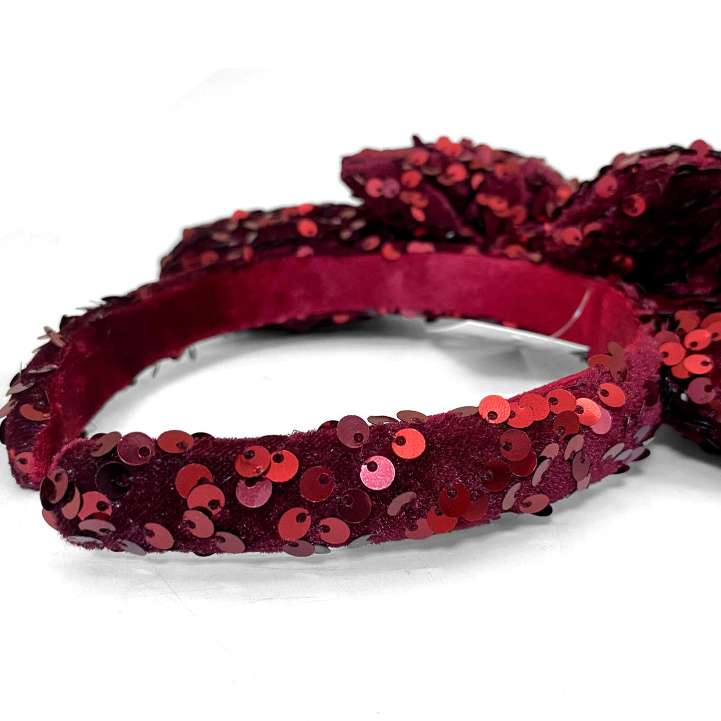 Disney Parks Dark Red Sequin Minnie Ears Headband Burgundy