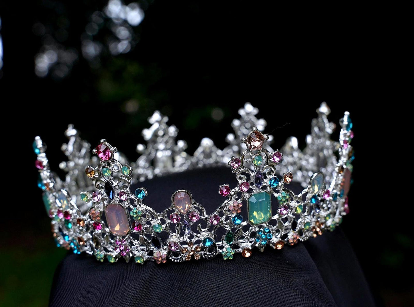 New Pastel Multicolor Crystal Tiara Crown pink blue
