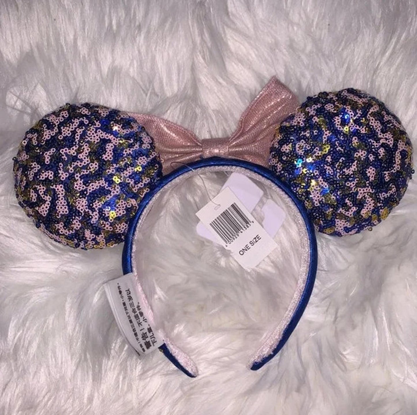 Disney Parks Disneyland Resorts Minnie Mouse Blue Pink Sequin Ears Headband