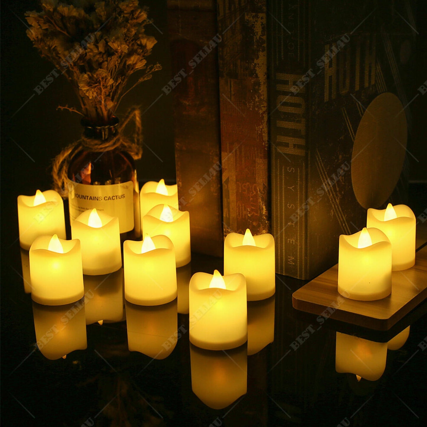 12PCS Flameless LED Tea Lights Votive Candles Lamp Decor Battery Operated Set