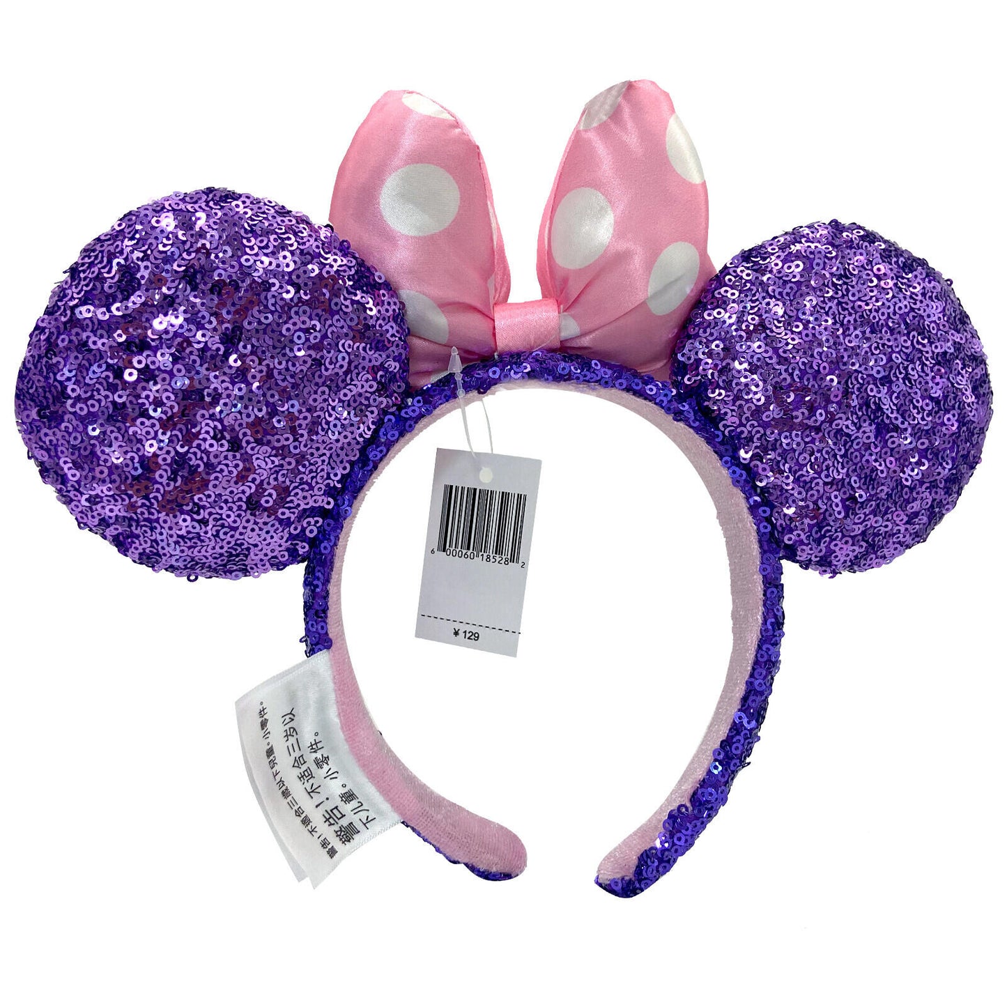 Purple Sequin Pink Polka Dot Bow Minnie Mickey Mouse Ears