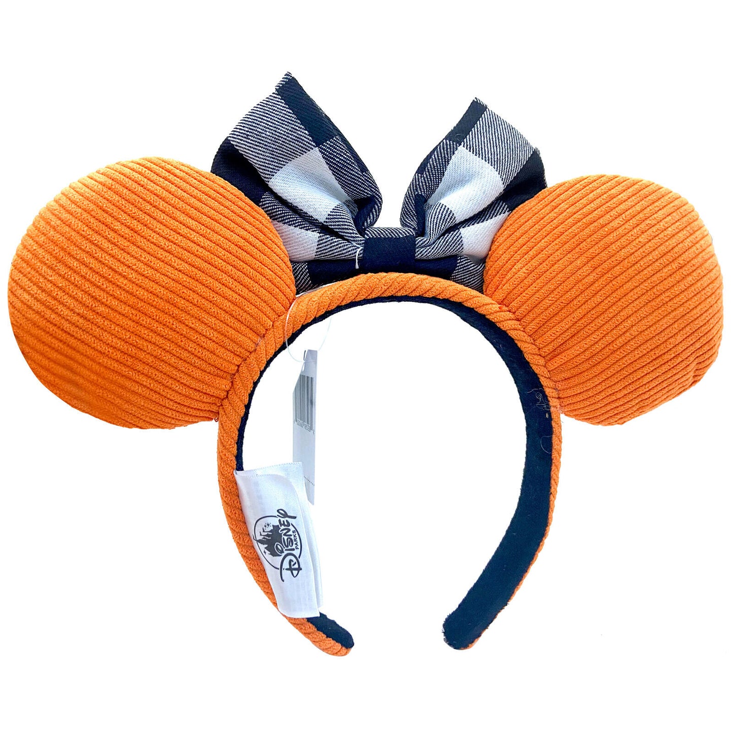 Autumn Disney Orange Corduroy Minnie Mouse Ears Headband with Black and White