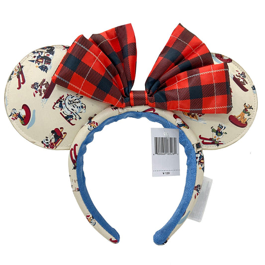 Vintage Christmas Lodge Mickey Mouse Minnie Ears Bow Headband Gifts