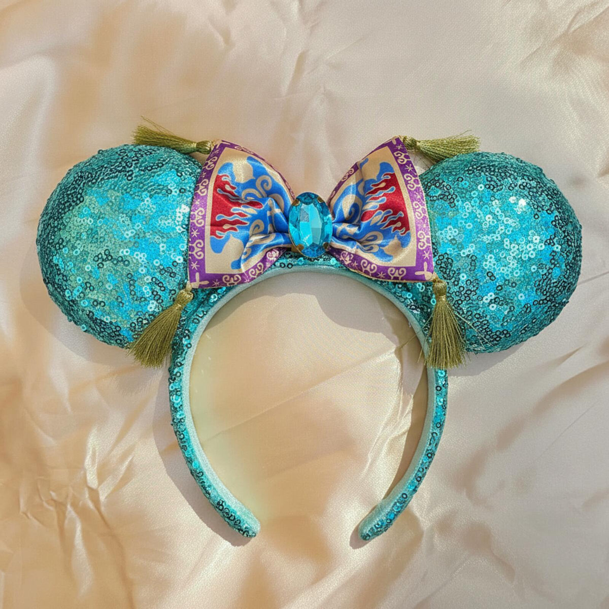 Aladdin Jasmine Magic Carpet Bow Sequin Palace Green Minnie Ears Headband