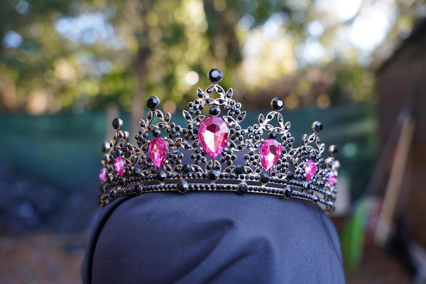 Pink and Black Goth Tiara Bridal Crown Birthday Gift Diadem prom