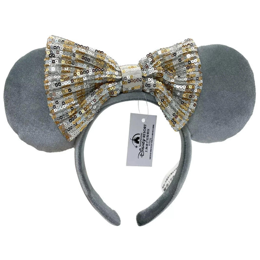 Disney Parks Ears Winter Frost Grey Sequin Bow Minnie Mouse Headband Dolphin