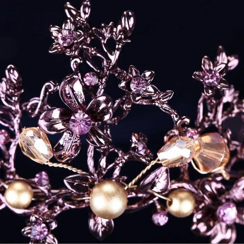 Dark woodland Tiara Crown Goth purple Queen tall diadem headdress 