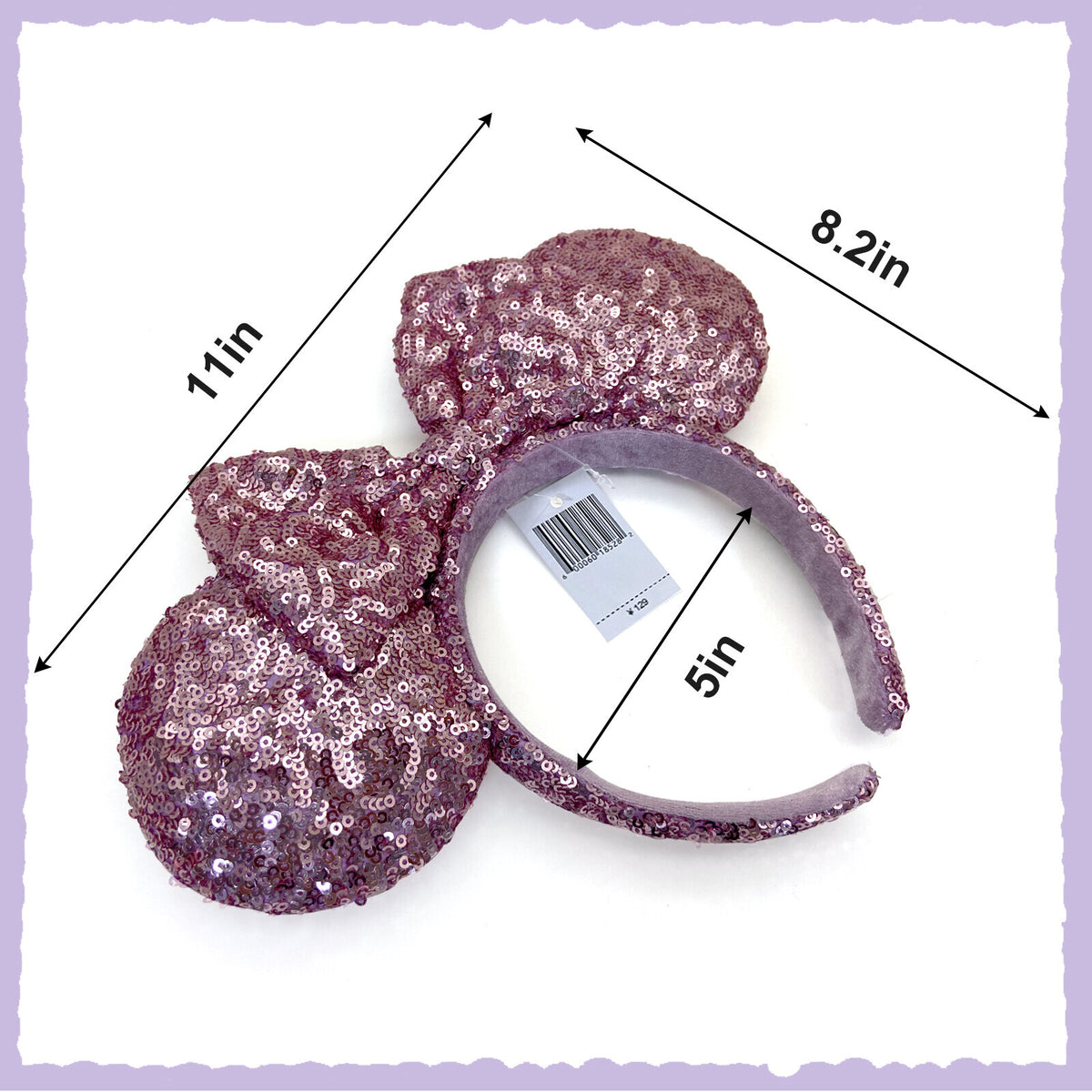 Pink Lavender Minnie Mouse Ears Headband Sequins Bow