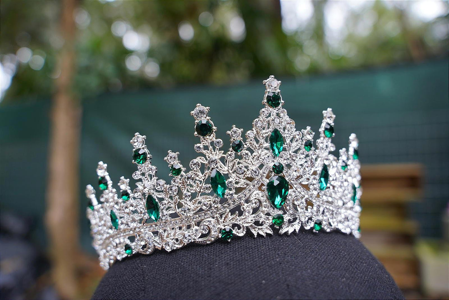 Icy Teal Green Crystal Silver Crown Tiara, Princess Tiara, Wedding Bridal