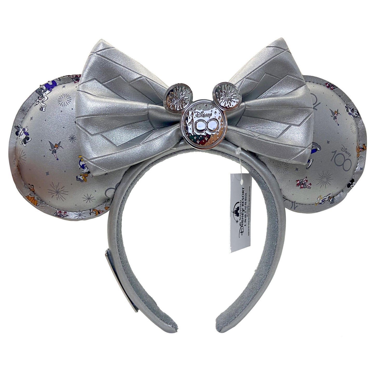 Disney Parks 100 Years Chip&Dale Loungefly Silver Minnie Mouse Ear Headband NEW