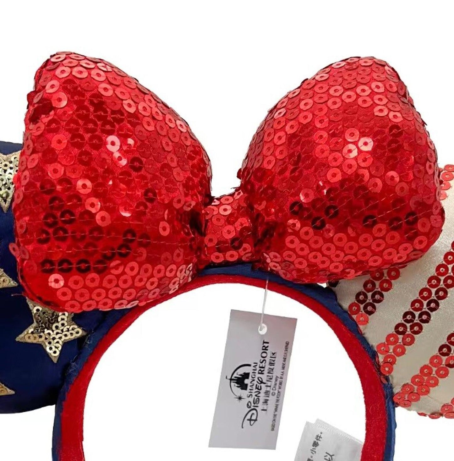 Disney Parks Bow Minnie Ears Stars USA Flag Sequins Mickey Mouse Headband 2022