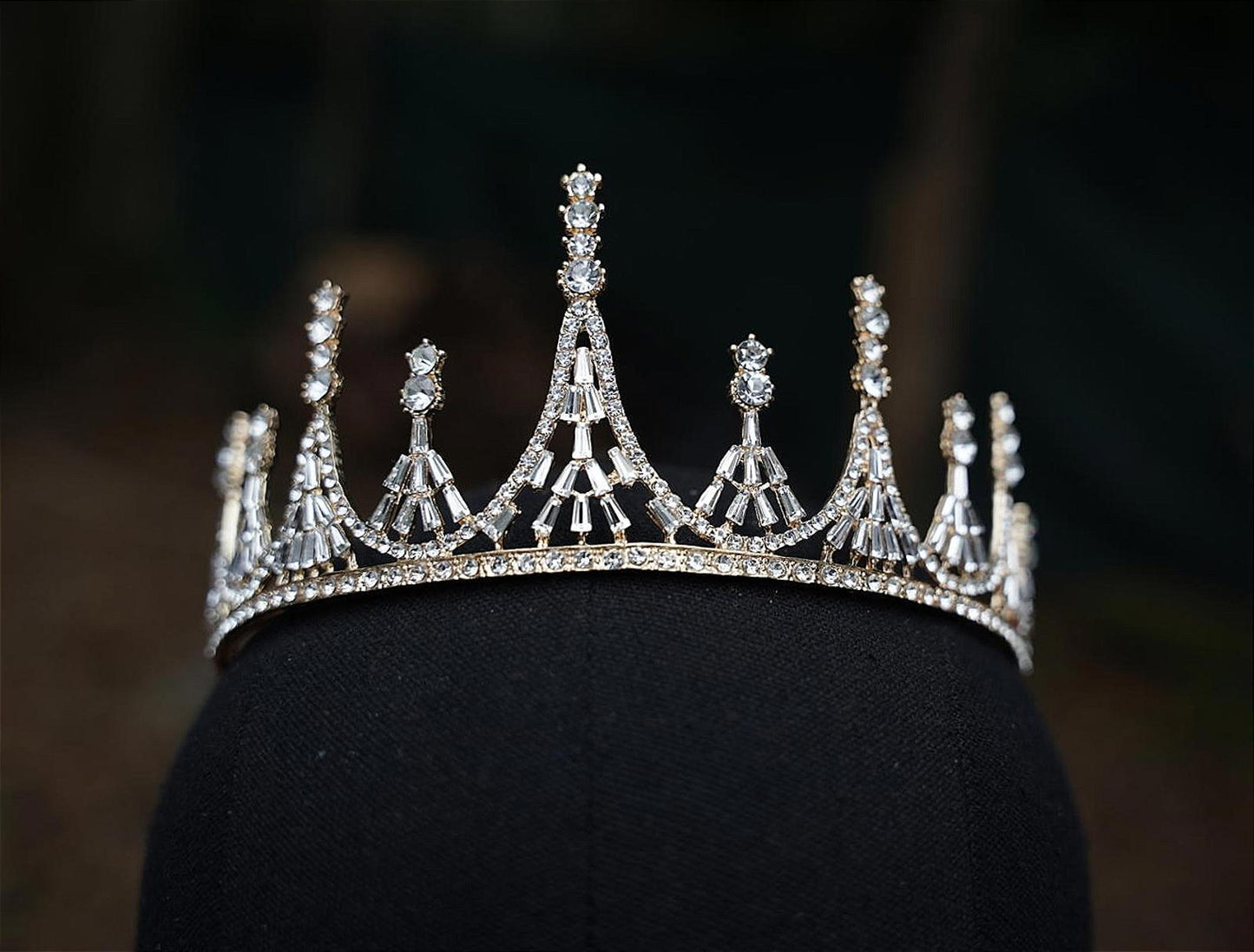 Tiered Gold Crystal Tiara Bridal Crown Birthday Wedding Gift Diadem prom