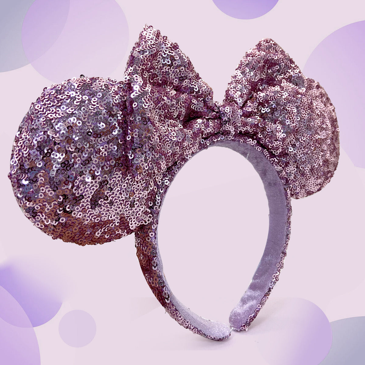 Pink Lavender Minnie Mouse Ears Headband Sequins Bow