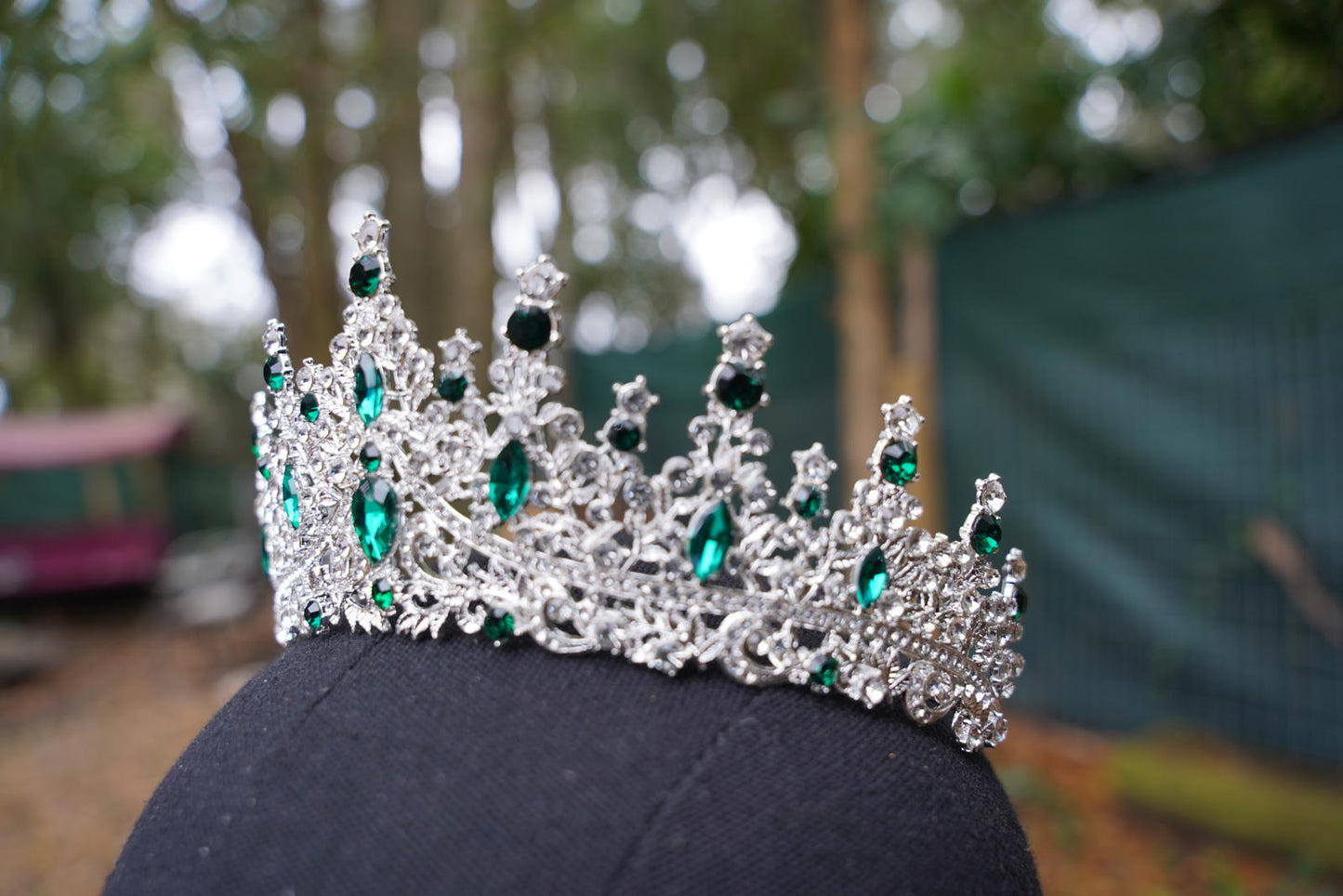 Icy Teal Green Crystal Silver Crown Tiara, Princess Tiara, Wedding Bridal
