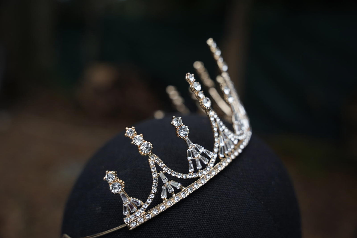 Tiered Gold Crystal Tiara Bridal Crown Birthday Wedding Gift Diadem prom