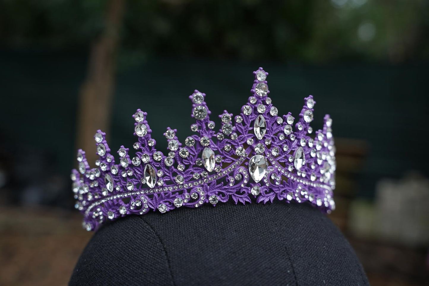 Purple Crystal Crown, Quinceanera Crown, Silver Wedding Tiara, Bridal Headpiece