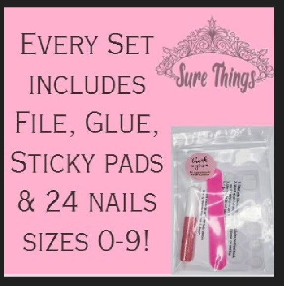 24 Glass Slipper Medium Almond Press on nails kit Glitter Clear glue on Holographic Ombre