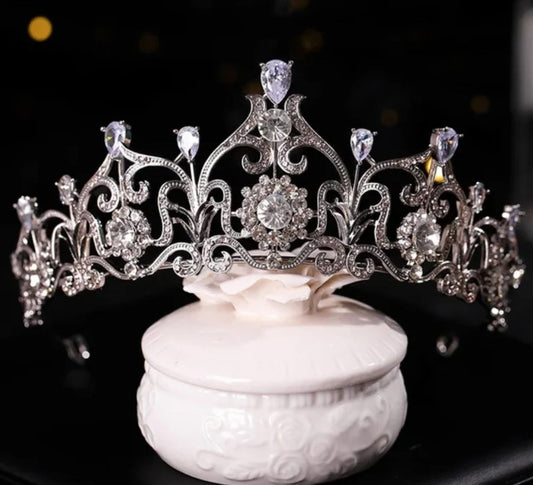 Vintage Silver Tiara Crown Princess Queen headdress Bridgerton gift bridal real metal cosplay diadem Wedding pageant