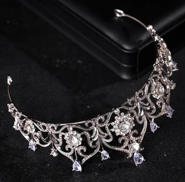 Vintage Silver Quinceanera Crowns Princess Queen headdress Bridgerton gift 