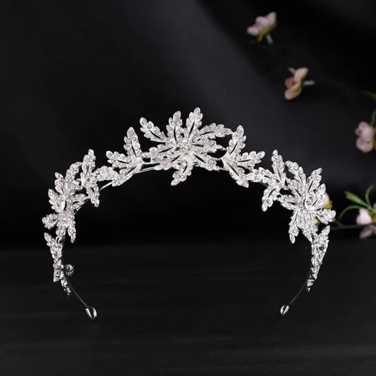 Icy Vintage Silver leaf Princess Tiara Set Princess Queen gift bridal real metal cosplay diadem 