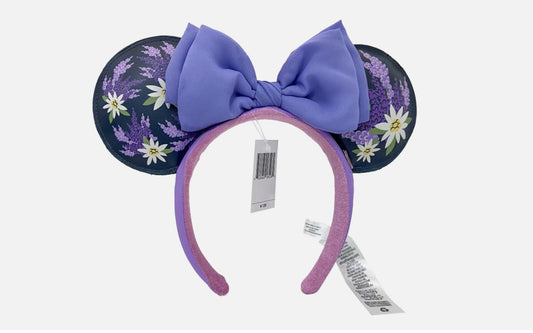 Disney Parks French Lavender Flower Purple Bow Minnie Ears Mickey Mouse Headband