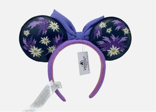 Disney Parks French Lavender Flower Purple Bow Minnie Ears Mickey Mouse Headband