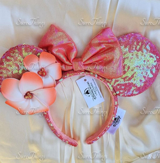 Unique Minnie Ears Disney Parks Orange Sequin Headband Mickey Mouse