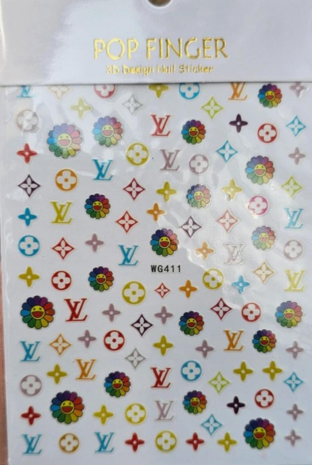 2 pack Louie Vuitton Nail Stickers Art DIY Designs Decor Waterproof Decal Mani