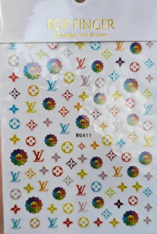 2 pack Louie Vuitton Nail Stickers Art DIY Designs Decor Waterproof Decal Mani