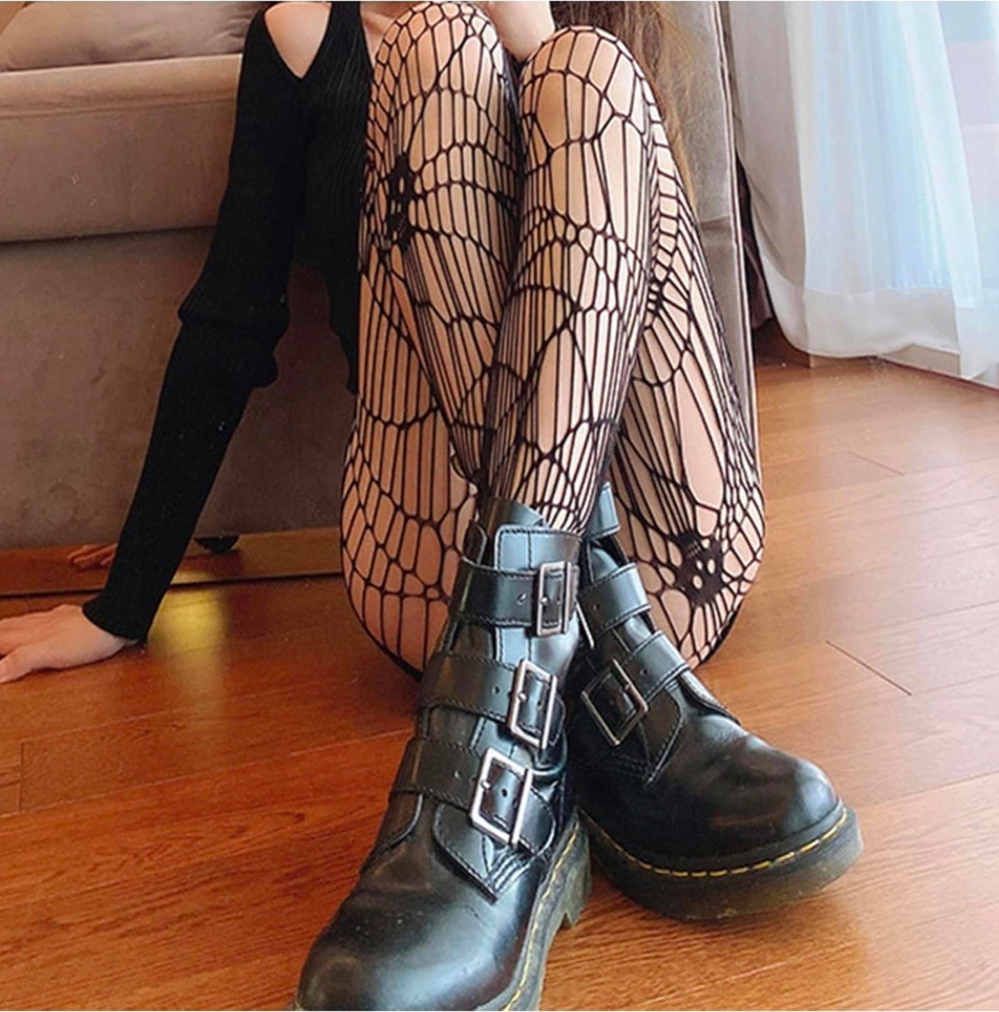 Black Spiderweb fishnet stockings fishnets goth grunge