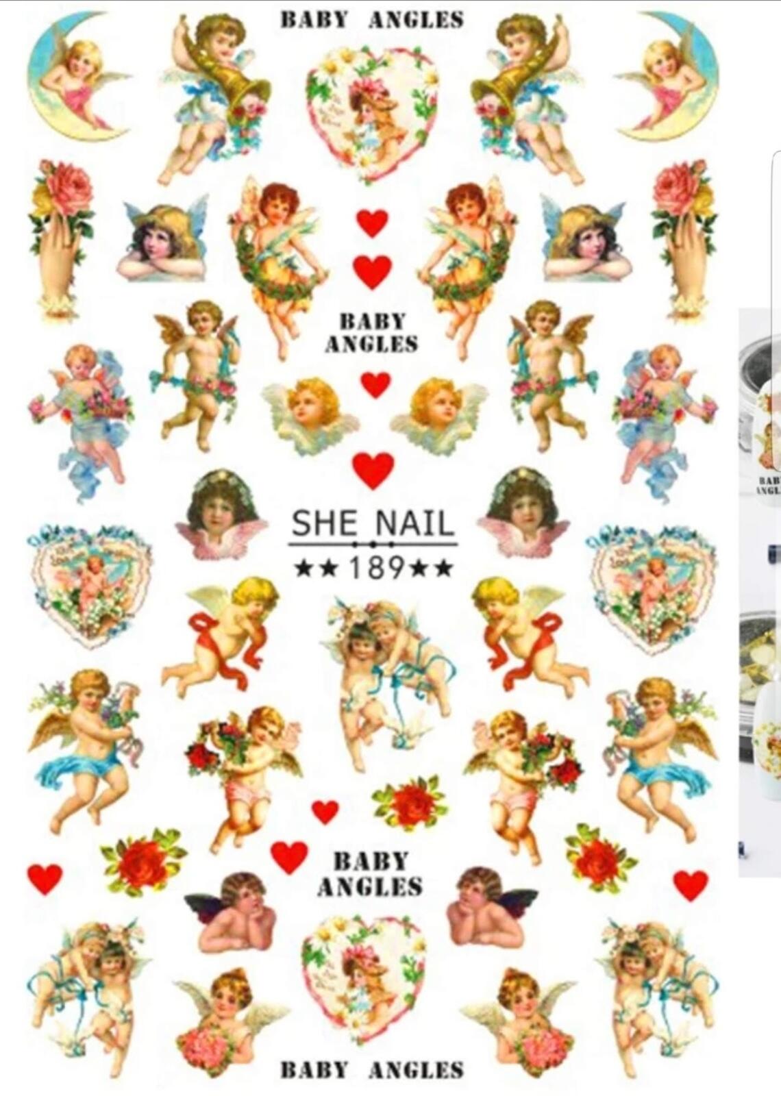 2 pack Cherub Angel Nail Stickers Art DIY Designs Decor Waterproof Decal Mani