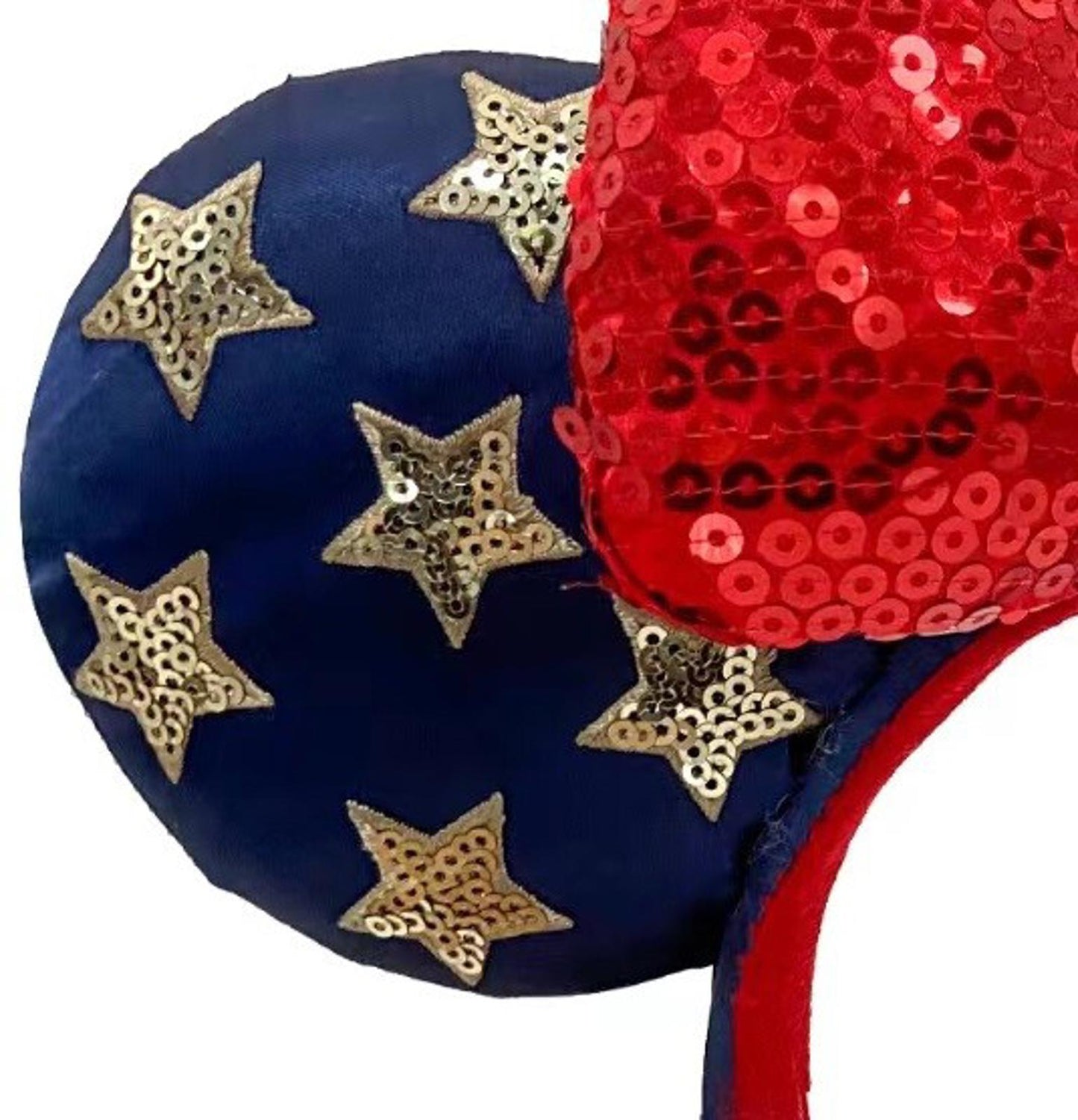 Disney Parks Bow Minnie Ears Stars USA Flag Sequins Mickey Mouse Headband 2022