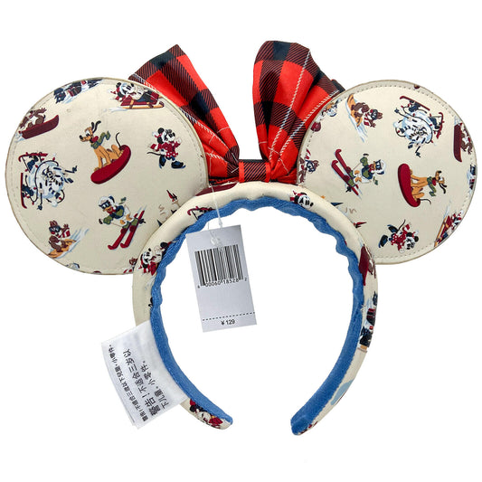 Vintage Christmas Lodge Mickey Mouse Minnie Ears Bow Headband Gifts