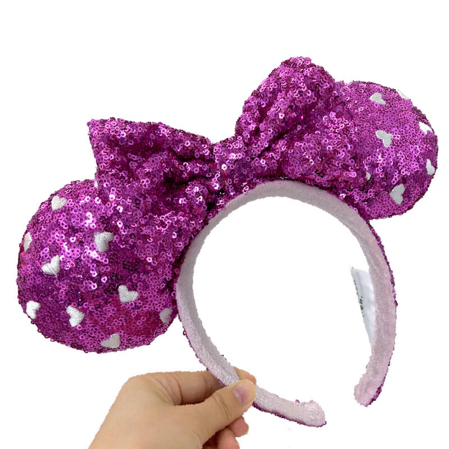 Disney.Parks Pink Hearts Sequin Valentine's Day Minnie Ears Headband Rare Gift
