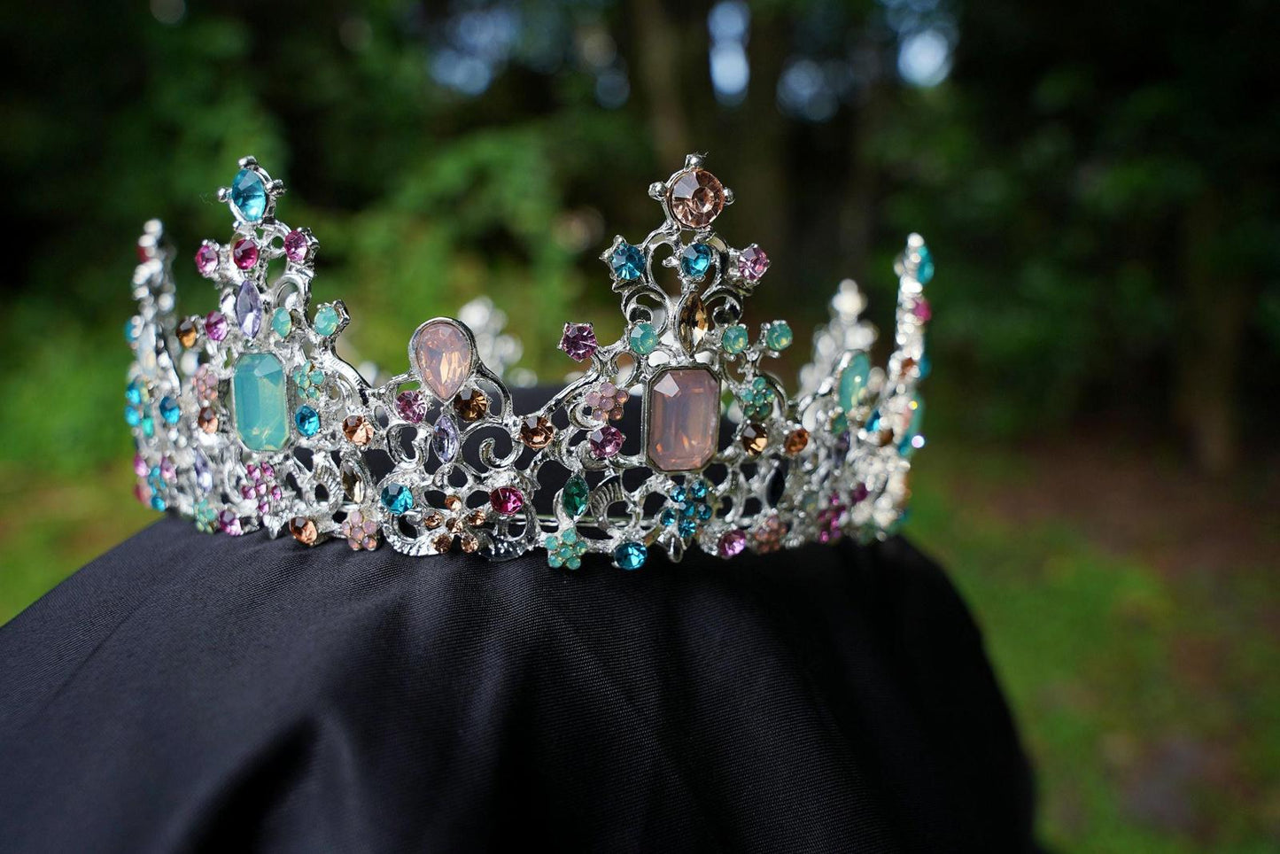New Pastel Multicolor Crystal Tiara Crown pink blue