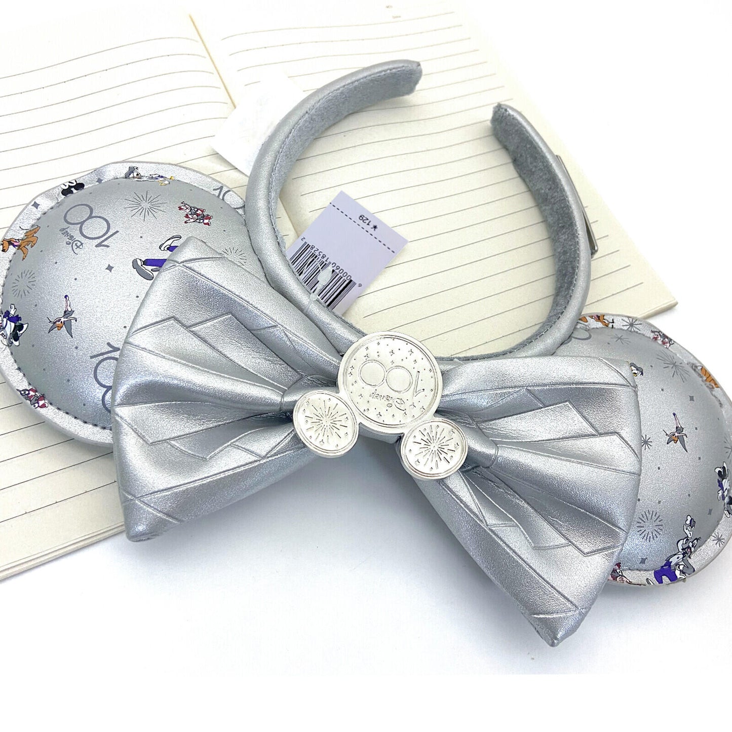 Disney Parks 100 Years Chip&Dale Loungefly Silver Minnie Mouse Ear Headband NEW