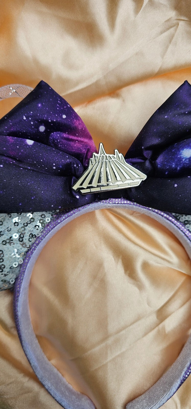 Space Mountain Minnie Ears Silver Sequins Mickey Mouse Headband