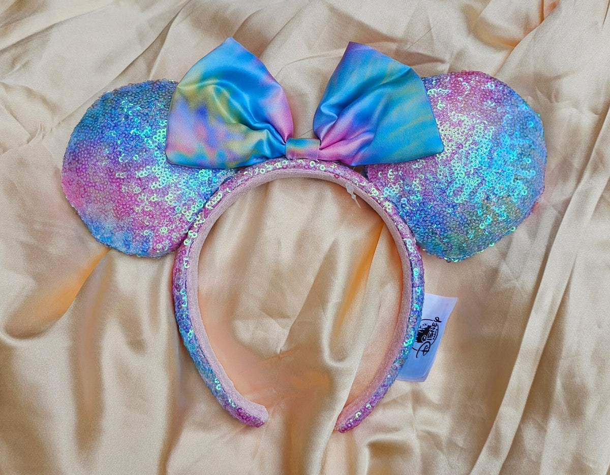 Pastel Tie Dye Blue Pink PurpleMinnie Mouse Ears Headband Sequin